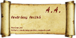 Andrásy Anikó névjegykártya